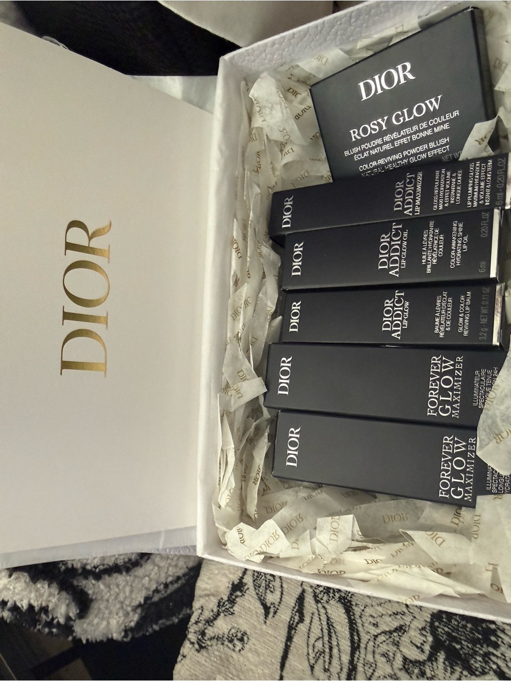 Dior White and Gold Branded Gift Box Set purples